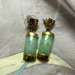 Jade earrings, 14k plated gold